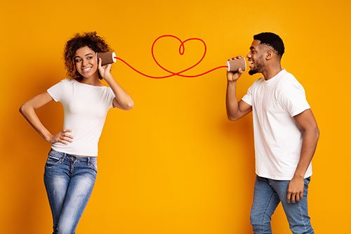 Man and woman on phone